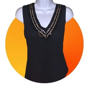 MKM Black and Gold Sequin Embellished Tank Top